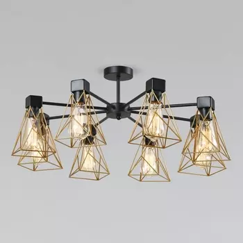 Потолочная люстра на штанге 70107/8 черный/латунь Eurosvet Trappola