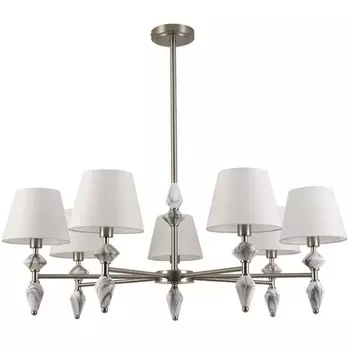 Потолочная люстра на штанге 8274/7 никель/белый/серый, металл/керамика/ткань Е14 7*40W 220V Lumion