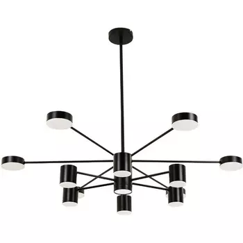 Потолочная люстра на штанге диммируемая Kink Light Мекли 07649-13D,19 черный Led 7*12W+6*16W с пультом ДУ