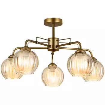 Потолочная люстра на штанге Escada Clever 1135/5P 5x60Вт E27, металл/стекло, шампань