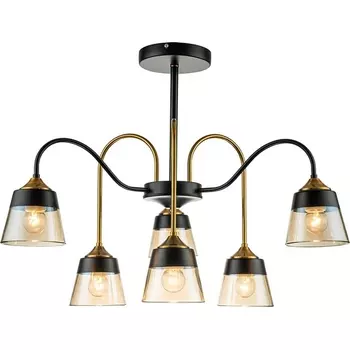 Потолочная люстра на штанге Escada Cobra 1147/6P E27*40W Black/Brass