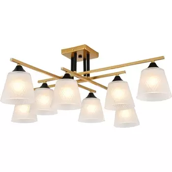 Потолочная люстра на штанге Escada Deutzia 2128/8P 8x40Вт E27, металл/стекло, шампань, белый матовый плафон