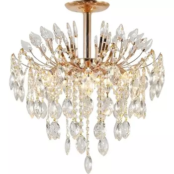 Потолочная люстра на штанге Escada Dimosari 2104/5P Gold 5x40Вт E14, металл/хрусталь, золото/прозрачный