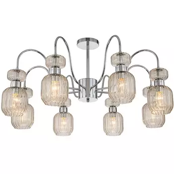 Потолочная люстра на штанге Escada Gloss 1141/8PL Chrome/Beige 8x60Вт E14, металл/стекло, хром/бежевый