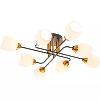 Потолочная люстра на штанге Escada Hope 1132/8P Black 8x60Вт E27, металл/стекло, черный/золото