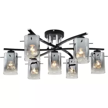 Потолочная люстра на штанге Escada Iberis 1101/7P Black 7x40Вт E27, металл/стекло, черный