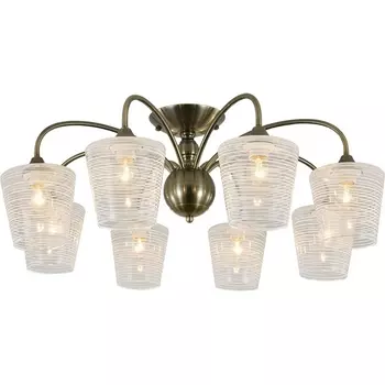 Потолочная люстра на штанге Escada Karera 2129/8P 8x40Вт E27, металл/стекло, античная бронза, прозрачный с рисунком плафон