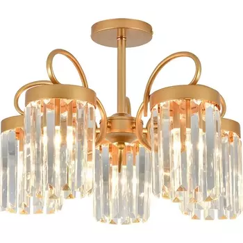 Потолочная люстра на штанге Escada Lofoyi 2116/5P 5x40Вт E14, металл/хрусталь, шампань, прозрачный хрусталь