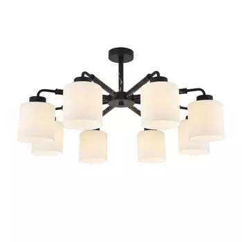 Потолочная люстра на штанге Escada Lord 2133/8P 8x60Вт E27, металл/стекло, чёрный мрамор/белый