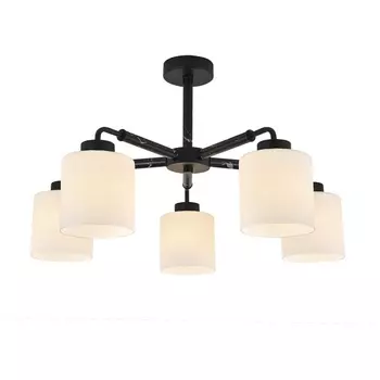 Потолочная люстра на штанге Escada Lord 2133/5P 5x60Вт E27, металл/стекло, чёрный мрамор/белый