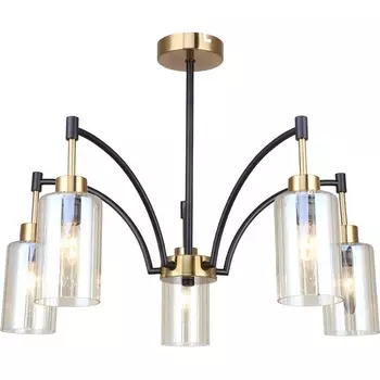 Потолочная люстра на штанге Escada Lyrics 1166/5P 5x40Вт E14, металл/стекло, бронза/черный, прозрачный плафон