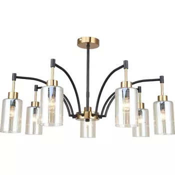 Потолочная люстра на штанге Escada Lyrics 1166/7P 7x40Вт E14, металл/стекло, бронза/черный, прозрачный плафон