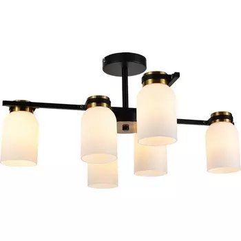 Потолочная люстра на штанге Escada Madison 6x40Вт E14, металл/стекло, черный/бронза, белый