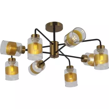 Потолочная люстра на штанге Escada Milora 1101/8P 8x60Вт E27, металл/стекло, бронза/черный, плафон прозрачный/бронза