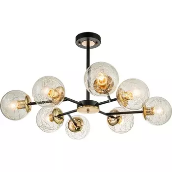 Потолочная люстра на штанге Escada Miracle 1146/8P E27*40W Black/Brass (плафоны шарики)