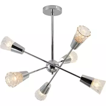 Потолочная люстра на штанге Escada Mirth 541/6 6х40Вт Е14, металл/стекло, хром