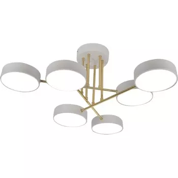 Потолочная люстра (+ночной режим) на штанге Escada Rune 10262/6LED 78Вт, с ПДУ, металл/акрил, белый/золото