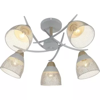 Потолочная люстра на штанге Escada Severn 516/5 5х60Вт Е27, металл, белый/дерево