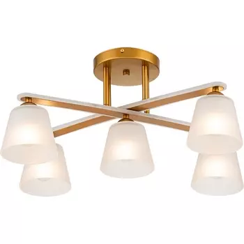 Потолочная люстра на штанге Escada Silva 1101/5PL 5х60Вт E27, металл/стекло, золото