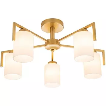 Потолочная люстра на штанге Escada Style 1142/5P Gold 5х60Вт E27, металл/стекло, золото