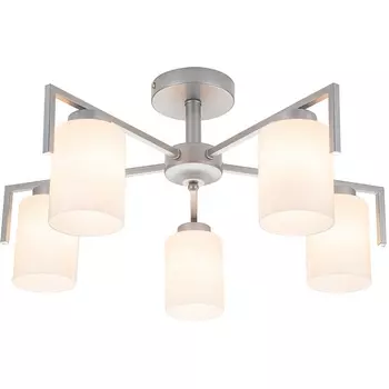 Потолочная люстра на штанге Escada Style 1142/5P Silver 5х60Вт E27, металл/стекло, серебро