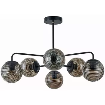 Потолочная люстра на штанге Escada Twilight 646/6P 6х60Вт Е27, металл/стекло, черный (плафоны шарики)