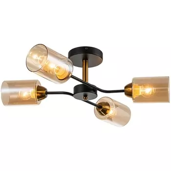 Потолочная люстра на штанге Escada Vertigo 1131/4P Black/Gold 4x60Вт E27, металл/стекло, черный/золото