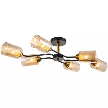 Потолочная люстра на штанге Escada Vertigo 1131/6P Black/Gold 6x60Вт E27, металл/стекло, черный/золото