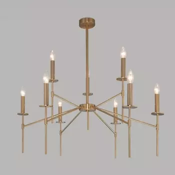 Потолочная люстра на штанге Eurosvet Anders 60142/9 латунь (Умный дом, Алиса, WiFi, голосовое управление)