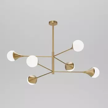 Потолочная люстра на штанге Eurosvet Calyx 60168/6 латунь (Умный дом, Алиса, WiFi, голосовое управление)