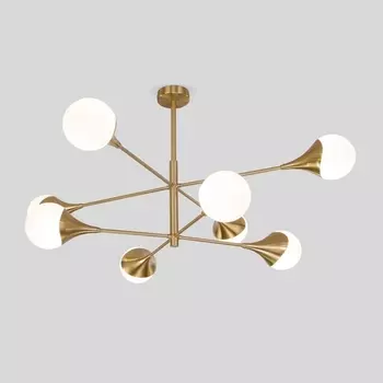 Потолочная люстра на штанге Eurosvet Calyx 60168/8 латунь (Умный дом, Алиса, WiFi, голосовое управление)