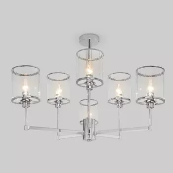 Потолочная люстра на штанге Eurosvet Inari 60144/6 хром (Умный дом, Алиса, WiFi, голосовое управление)