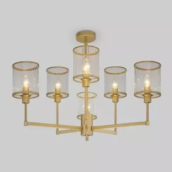 Потолочная люстра на штанге Eurosvet Inari 60144/6 золото (Умный дом, Алиса, WiFi, голосовое управление)