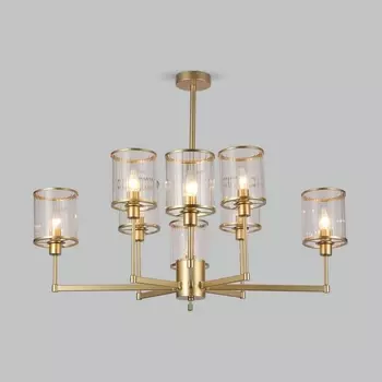 Потолочная люстра на штанге Eurosvet Inari 60144/8 золото (Умный дом, Алиса, WiFi, голосовое управление)