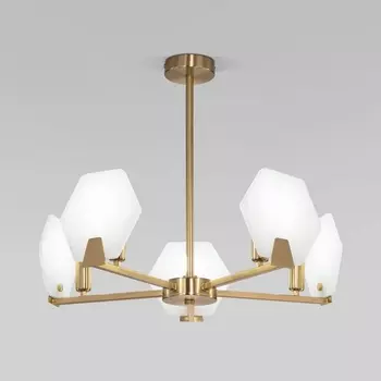 Потолочная люстра на штанге Eurosvet Marble 60158/5 латунь (Умный дом, Алиса, WiFi, голосовое управление)