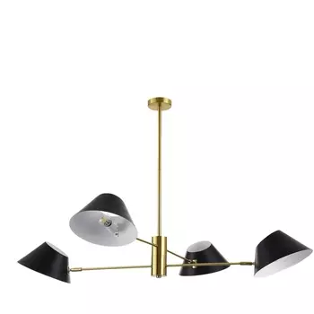 Потолочная люстра на штанге Evoluce Norbi SLE1253-343-04 Латунь/Черный, Белый E14 4*60W