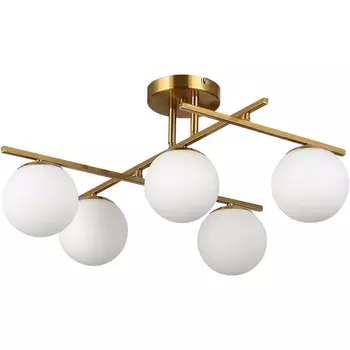 Потолочная люстра на штанге Evoluce SLE1195 SLE1195-302-05 Латунь/Белый E14 5*40W