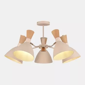 Потолочная люстра на штанге Evoluce SLE1256 Бежевый/Бежевый, Светлое дерево, Золотистый E14 5*40W