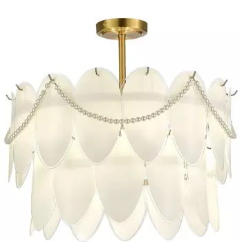 Потолочная люстра на штанге Evoluce SLE1651-203-09 Золотистый/Молочно-Белый E14 9*40W