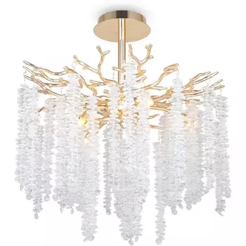 Потолочная люстра хрустальная на штанге Freya Mineral FR1010CL-06G форма ветки