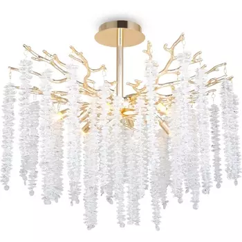 Потолочная люстра хрустальная на штанге Freya Mineral FR1010CL-08G форма ветки