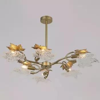 Потолочная люстра на штанге хрустальная ILLUMICO IL0509-6P-79 CPG AUTUMN