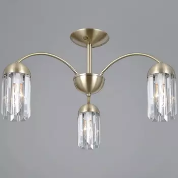Потолочная люстра хрустальная на штанге ILLUMICO IL0599-3CSQ-24 AB LYRA