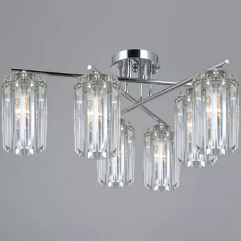 Потолочная люстра хрустальная на штанге ILLUMICO IL3566-6CSQ-24 CR LYRA