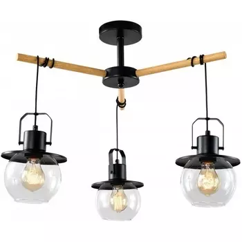 Потолочная люстра на штанге Imex MD.23044-3-S-BK+WOOD