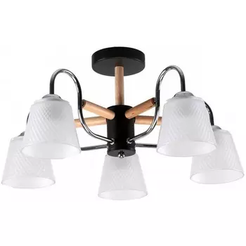 Потолочная люстра на штанге Imex MD.51941-5-S-BK+WOOD