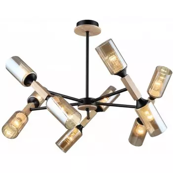 Потолочная люстра на штанге Imex MD.5495-10-S-BK+WOOD