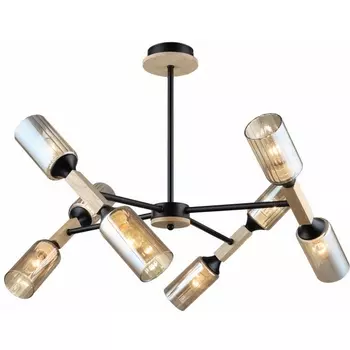 Потолочная люстра на штанге Imex MD.5495-8-S-BK+WOOD