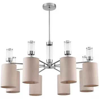 Потолочная люстра на штанге Lumion Arnika 6585/8 хром/бежевый, металл/текстиль, стекло E14 8*40W 220V