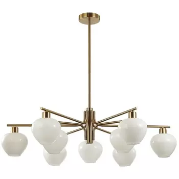 Потолочная люстра на штанге Lumion Carmela 8278/9 латунь/белый, металл/стекло Е14 9*40W 220V